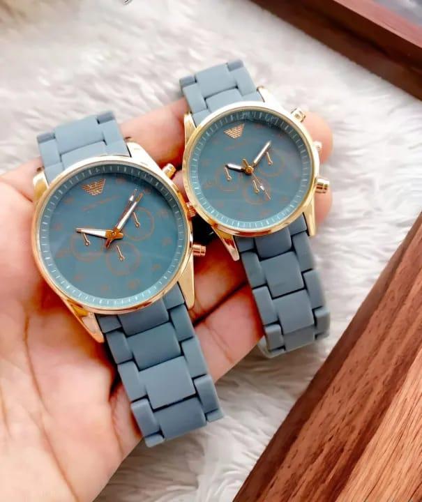 Elegant Couple Watch Set | Matching Men’s & Women’s Wristwatches | Stylish Analog Timepieces for Couples – 2 Pc Gift Set black colour