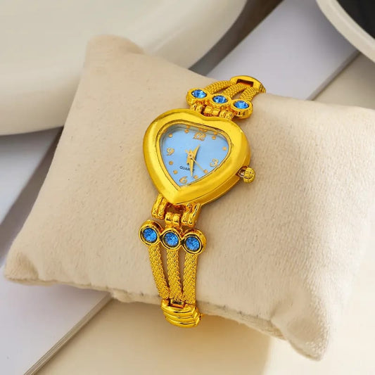 Single Folding Buckle Alloy Strap Quartz Watch | Stylish Analog Wristwatch with Durable Metal Band | Elegant Daily Wear Timepiece blue