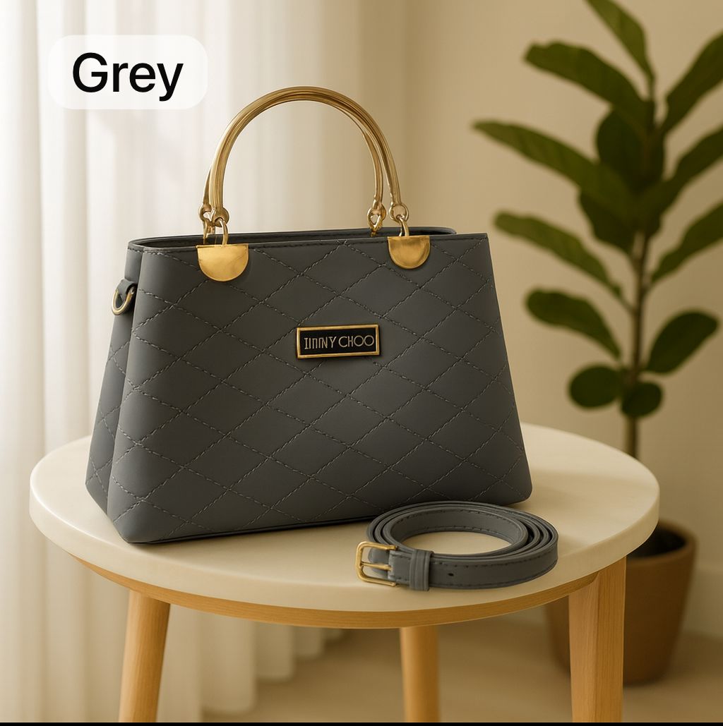 Premium Quilted Faux Leather Handbags with Golden Metal Handles - Elegant Shoulder Tote Collection (Black)