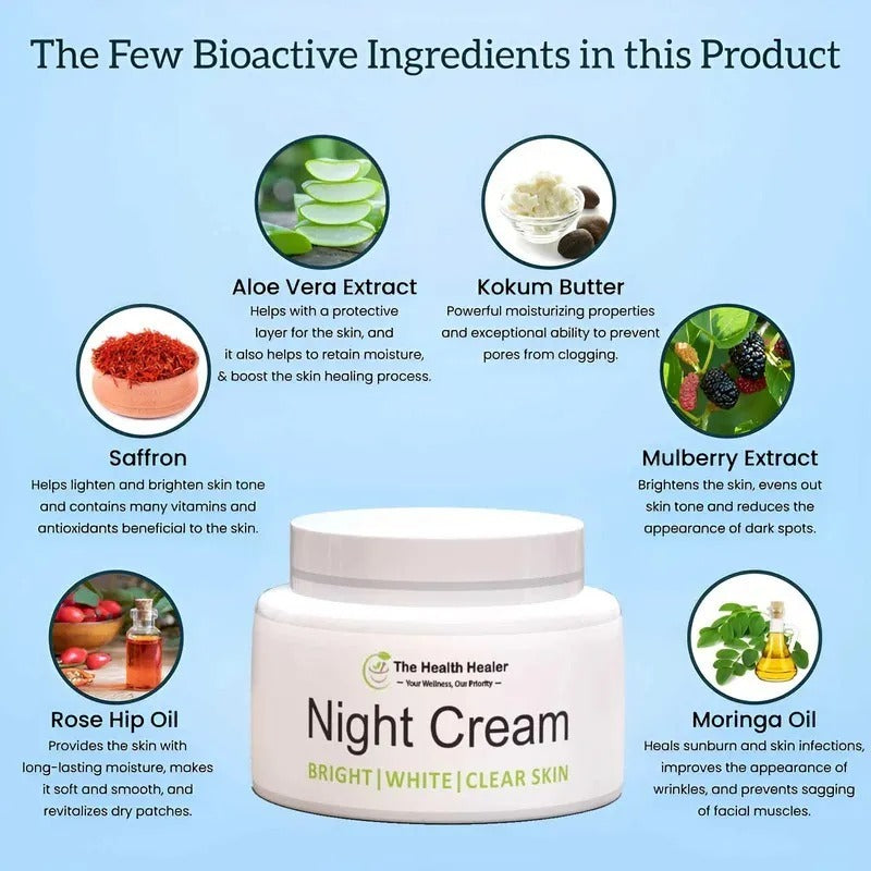 Nocturne Radiance Night Cream – Overnight Skin Restoration & Advanced Healing Glow Therapy for Smooth, Healthy Skin – 150g