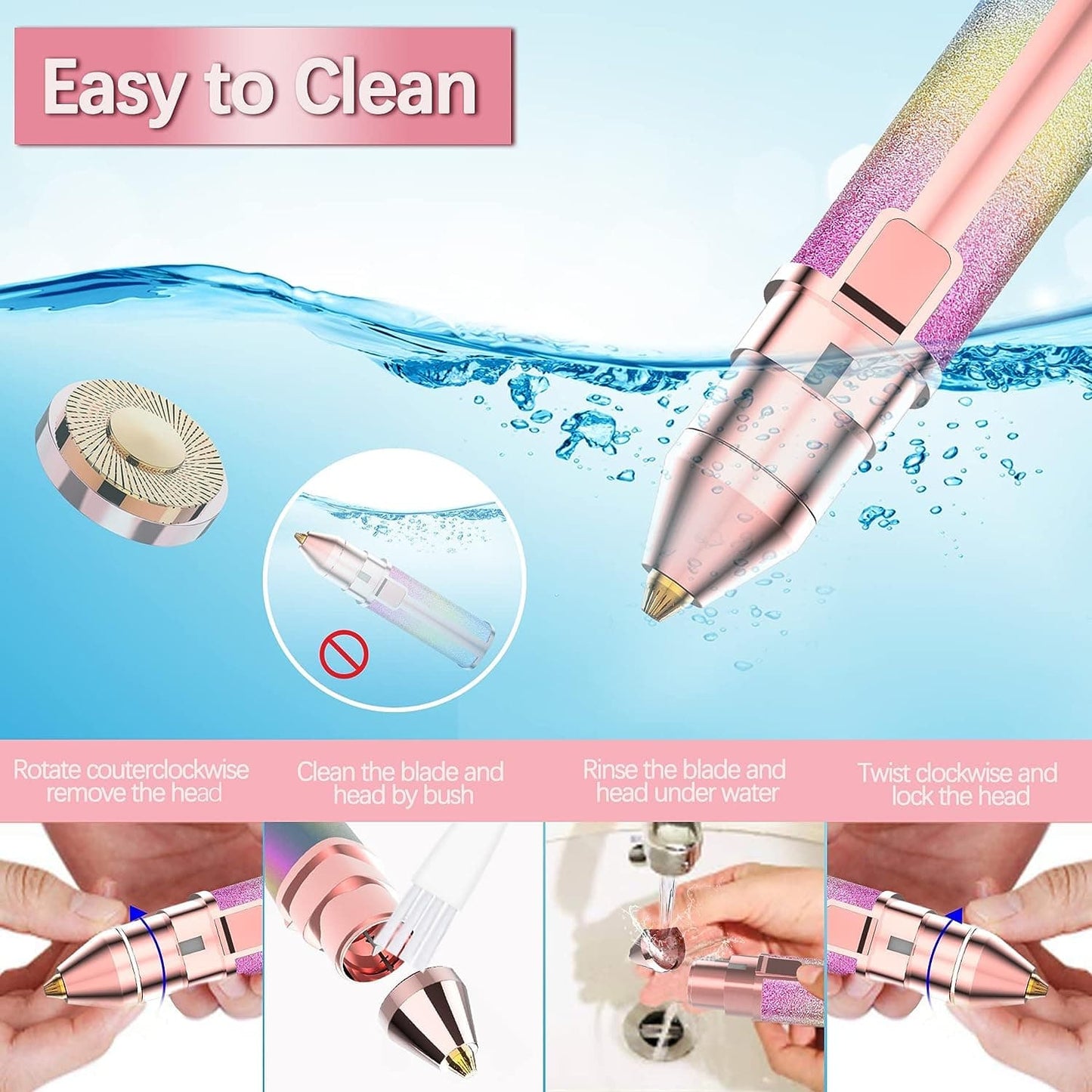 Portable Crystal Shine Electric Hair Remover for Women USB Rechargeable Beautiful Packaging